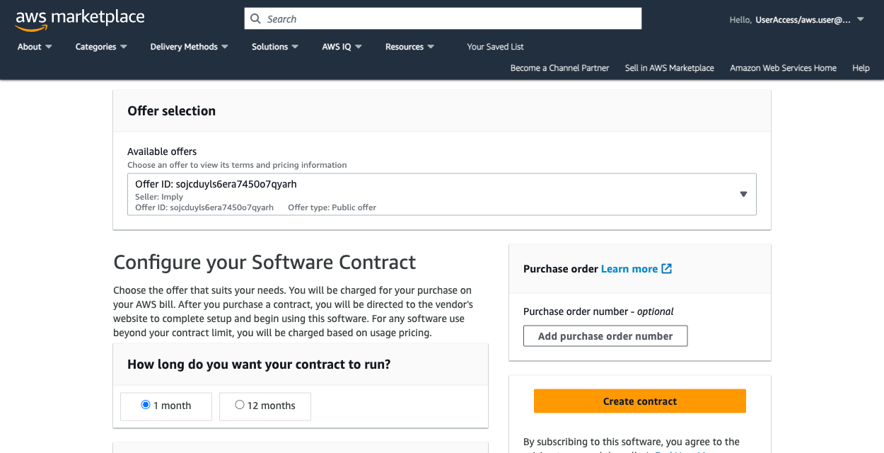 AWS Marketplace contract