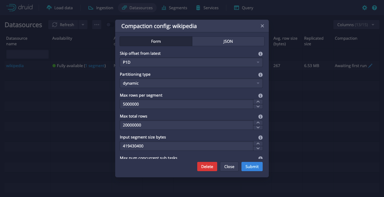 compaction config