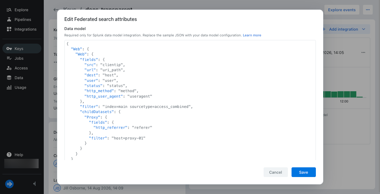 IAM key data model attribute