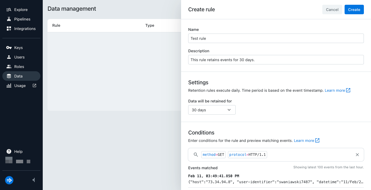 Create a deletion rule