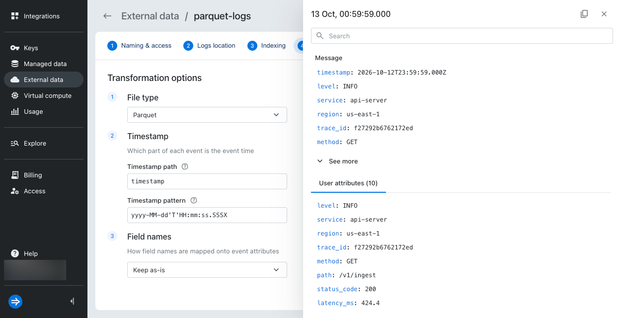 Preview an external data connection