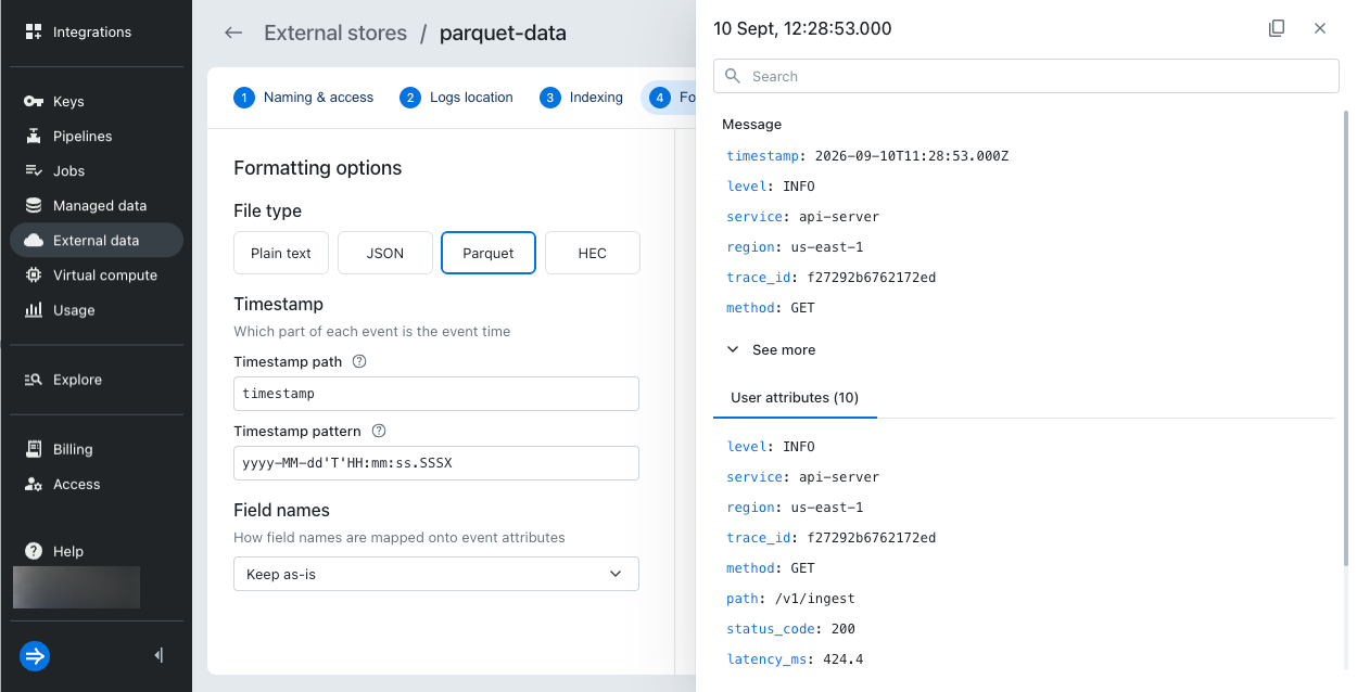 Preview an external data connection