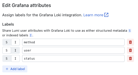 Grafana label configuration