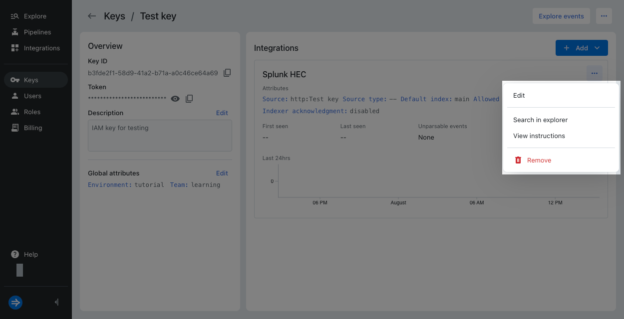 Edit IAM key details
