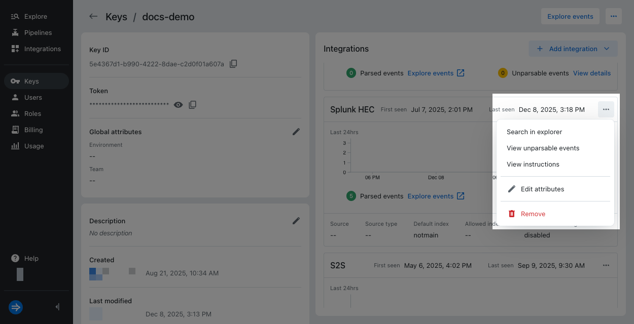 Edit IAM key details