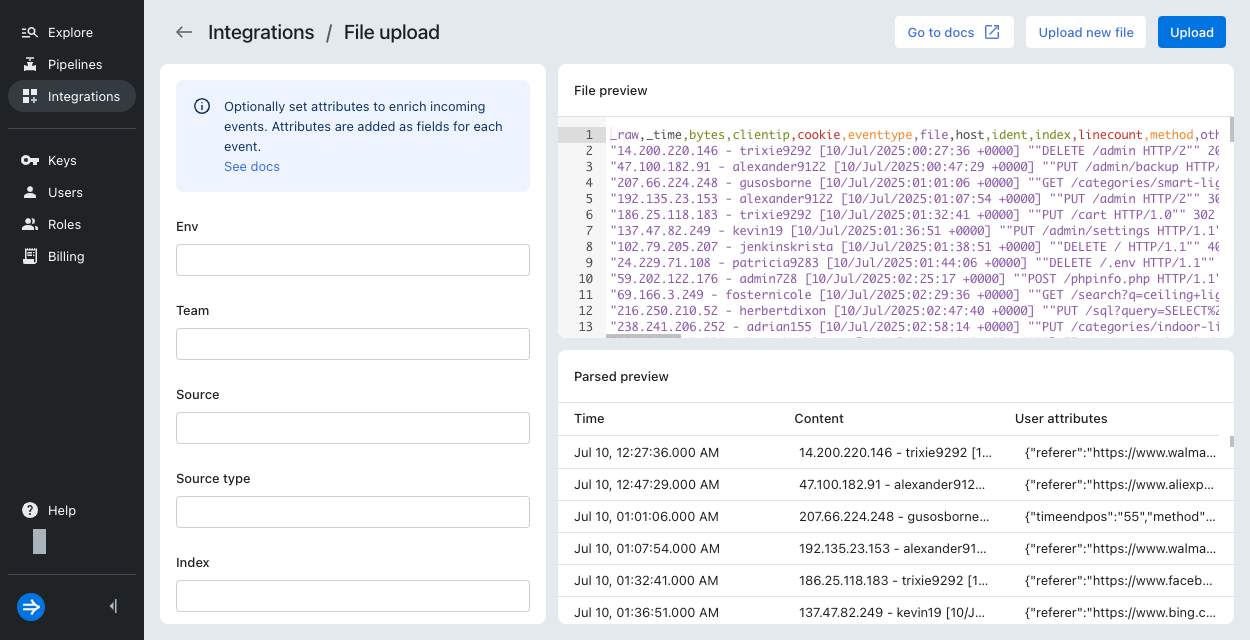 File upload CSV