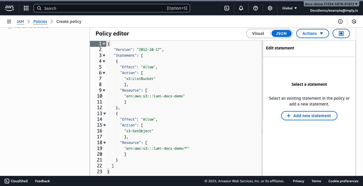 AWS IAM policy editor