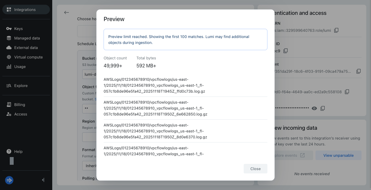 Preview object filter