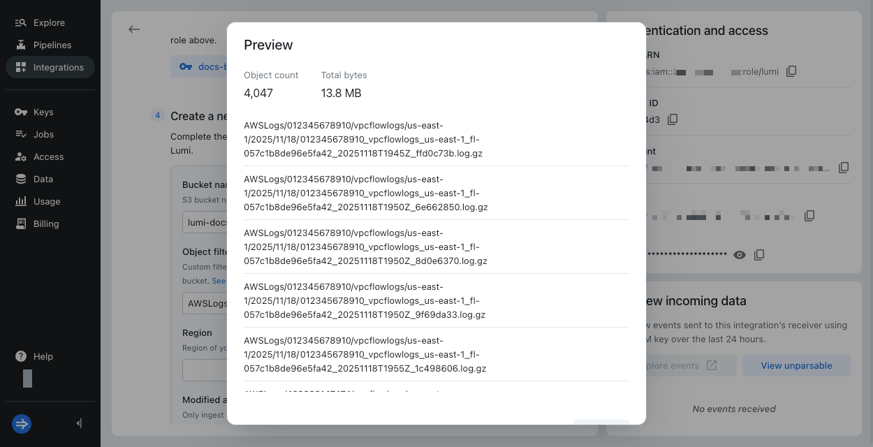 Preview object filter