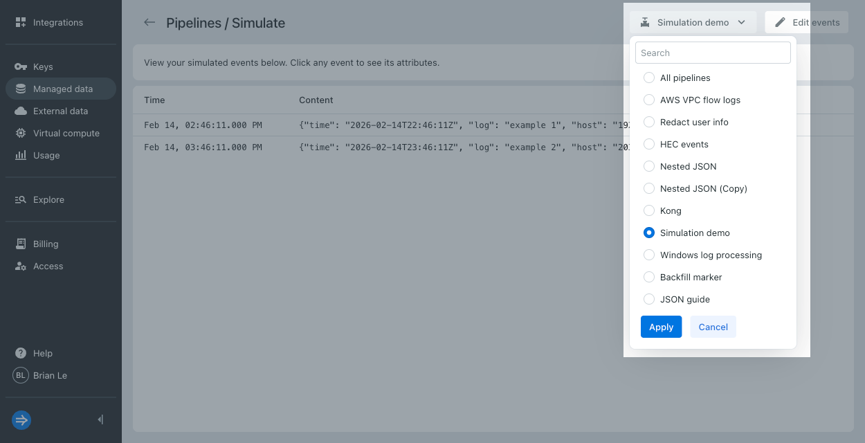 Simulate update