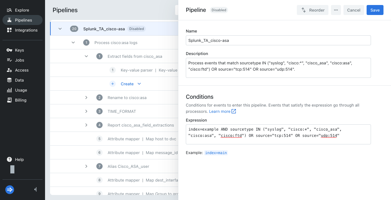 Splunk TA import update conditions