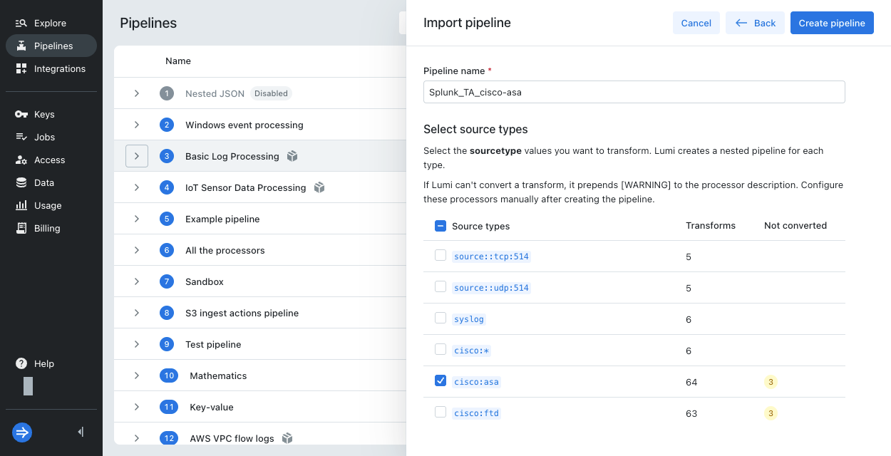 Splunk TA import select TA source type