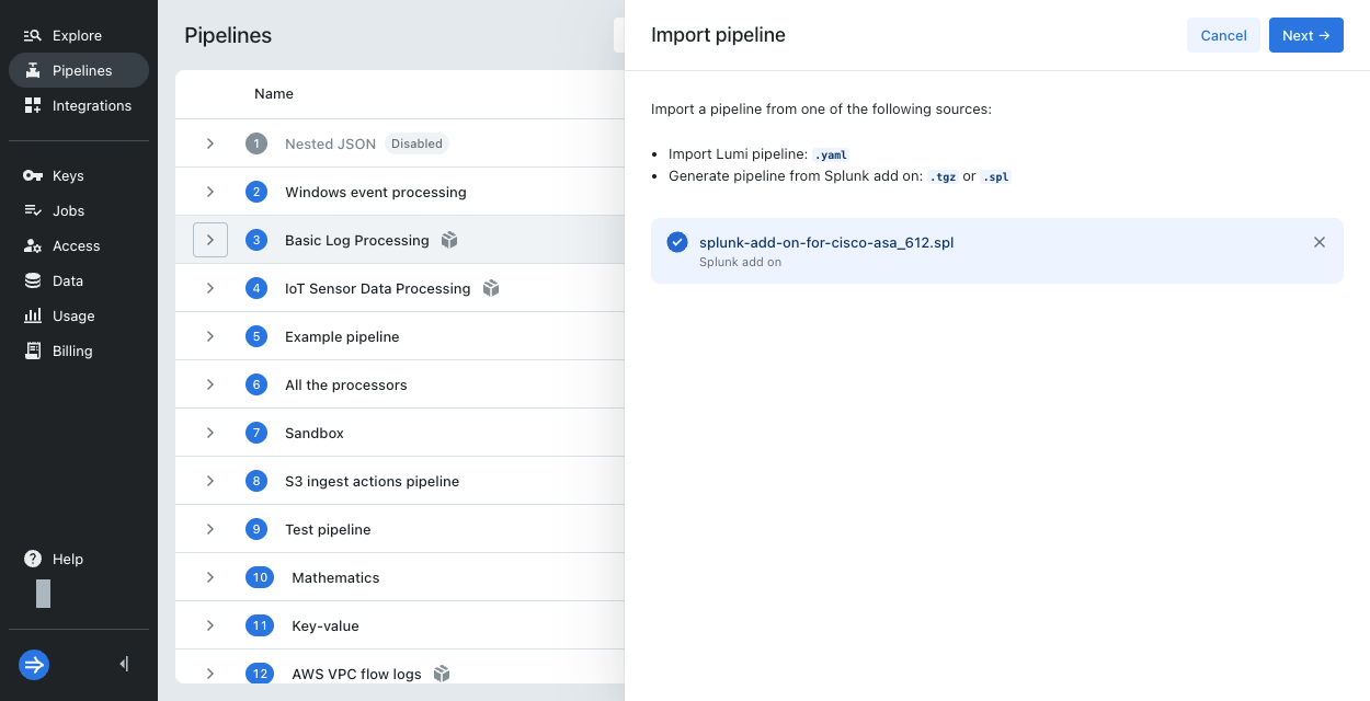 Splunk TA import uploaded