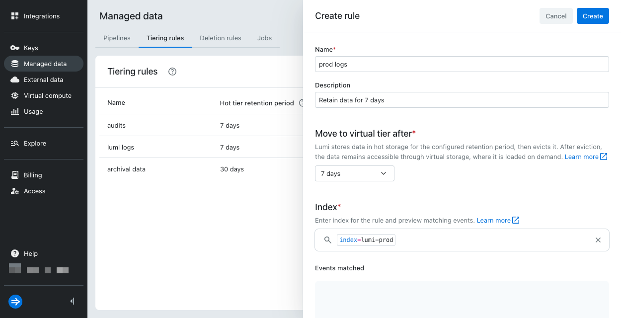 Create a tiering rule