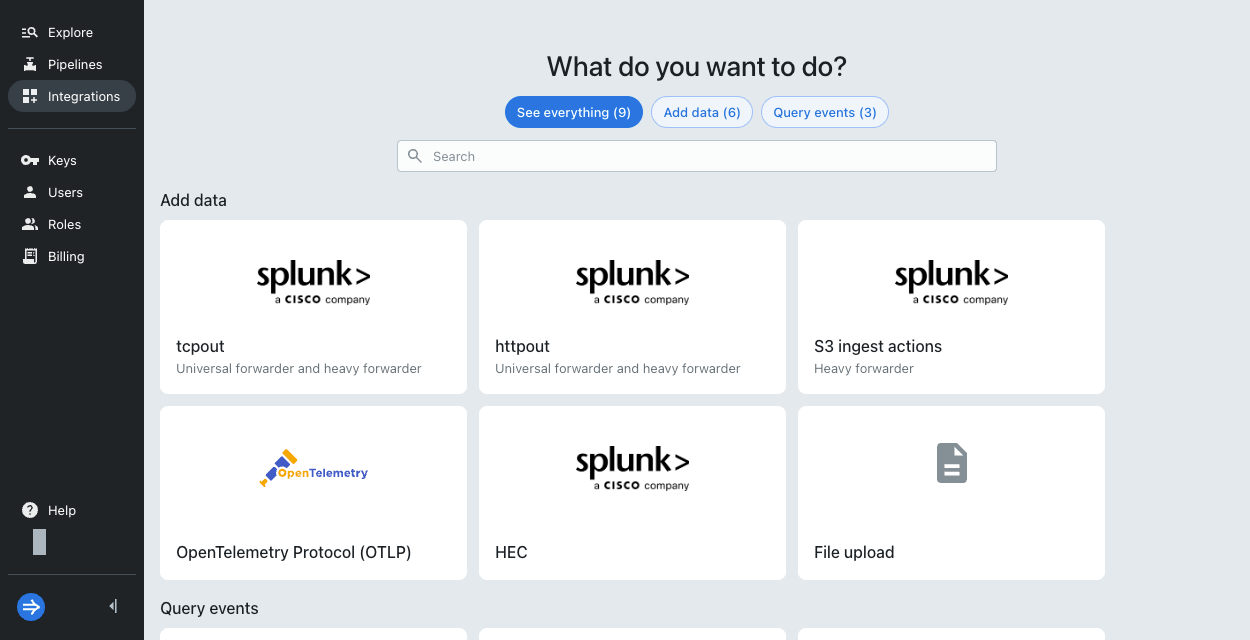 Integrations page