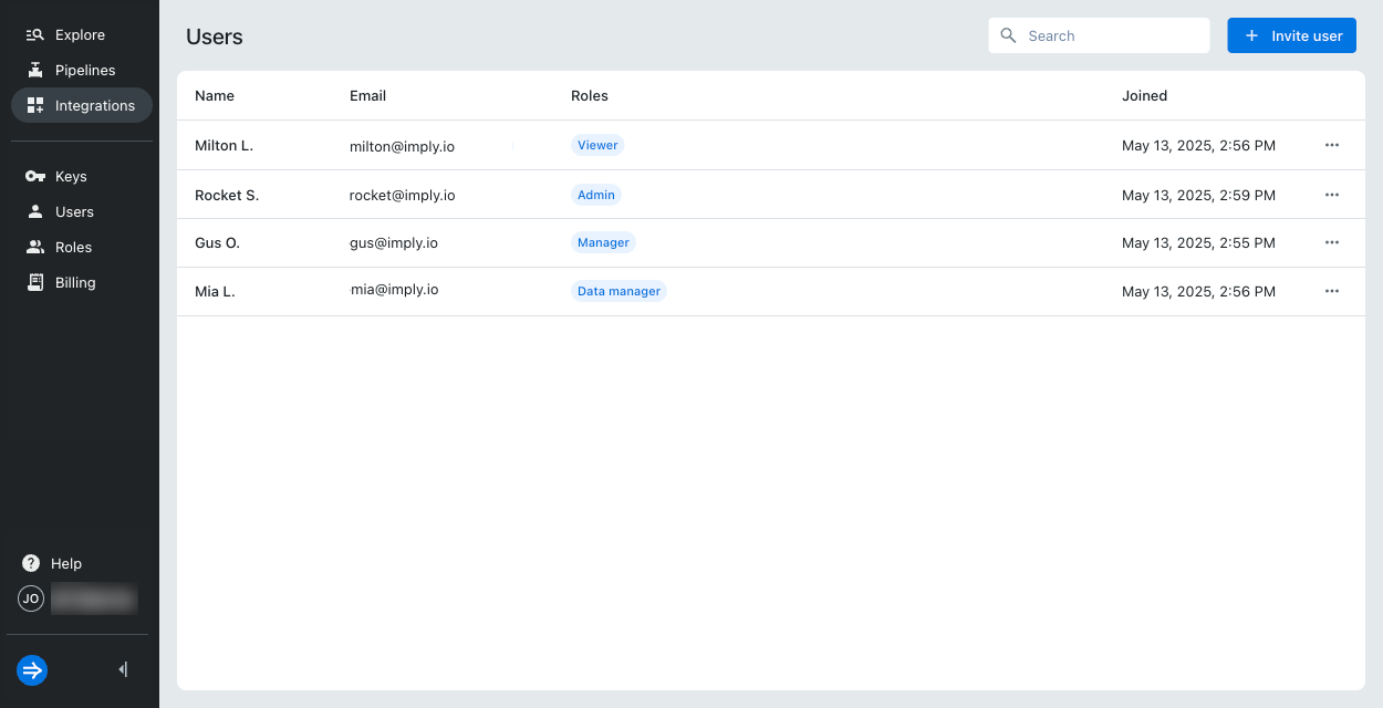 Users page