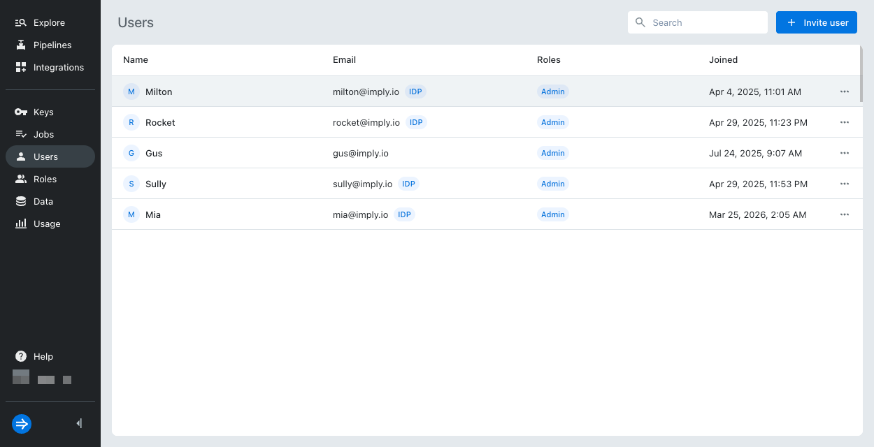 Users page