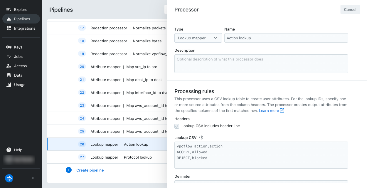 Action lookup processor