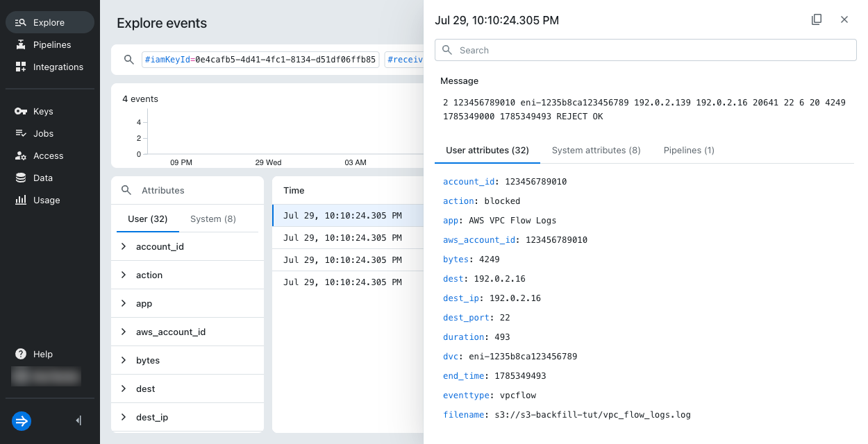 Event details pane