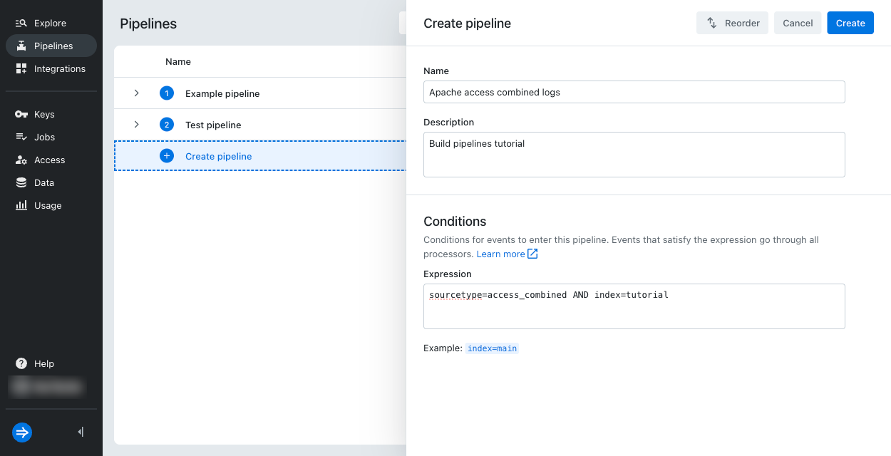 Create pipeline