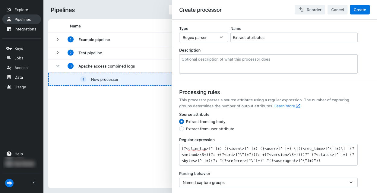 Create regex parser