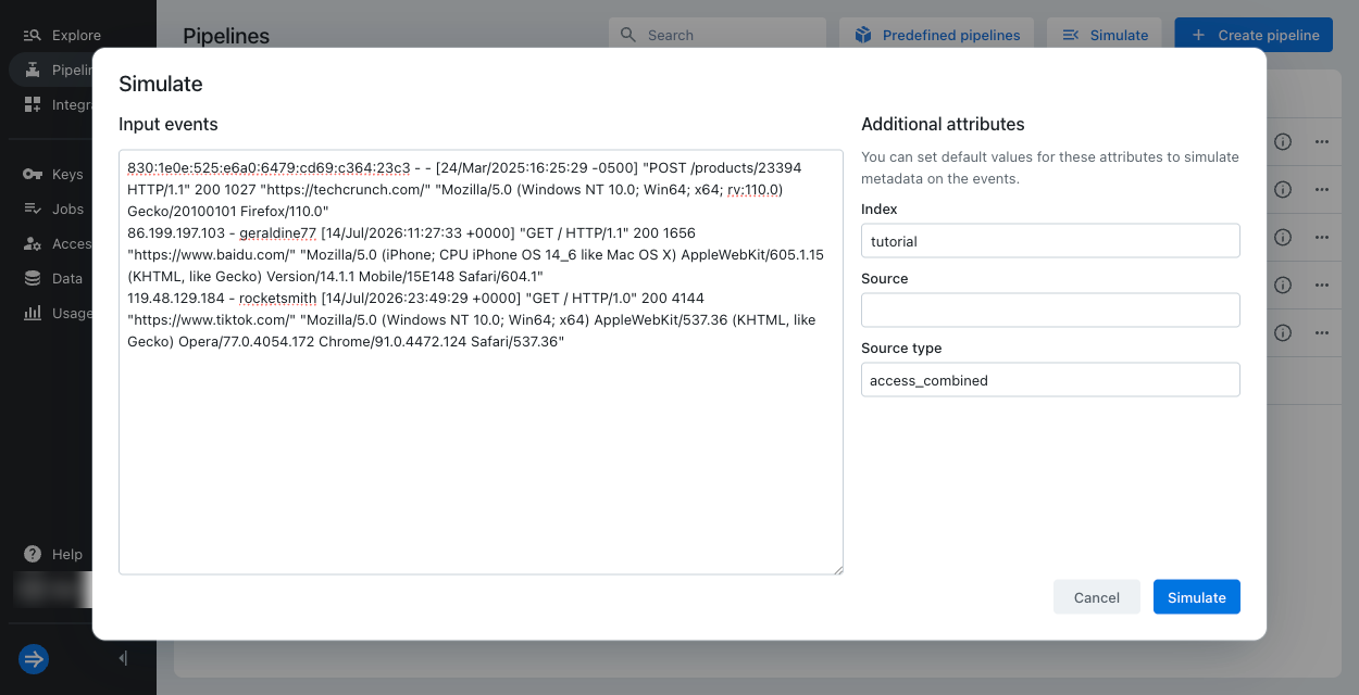 Simulate pipeline
