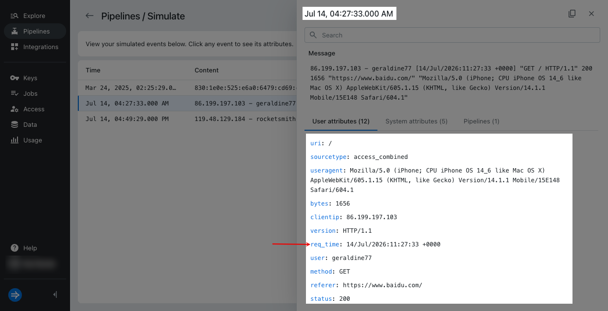 Event user attributes