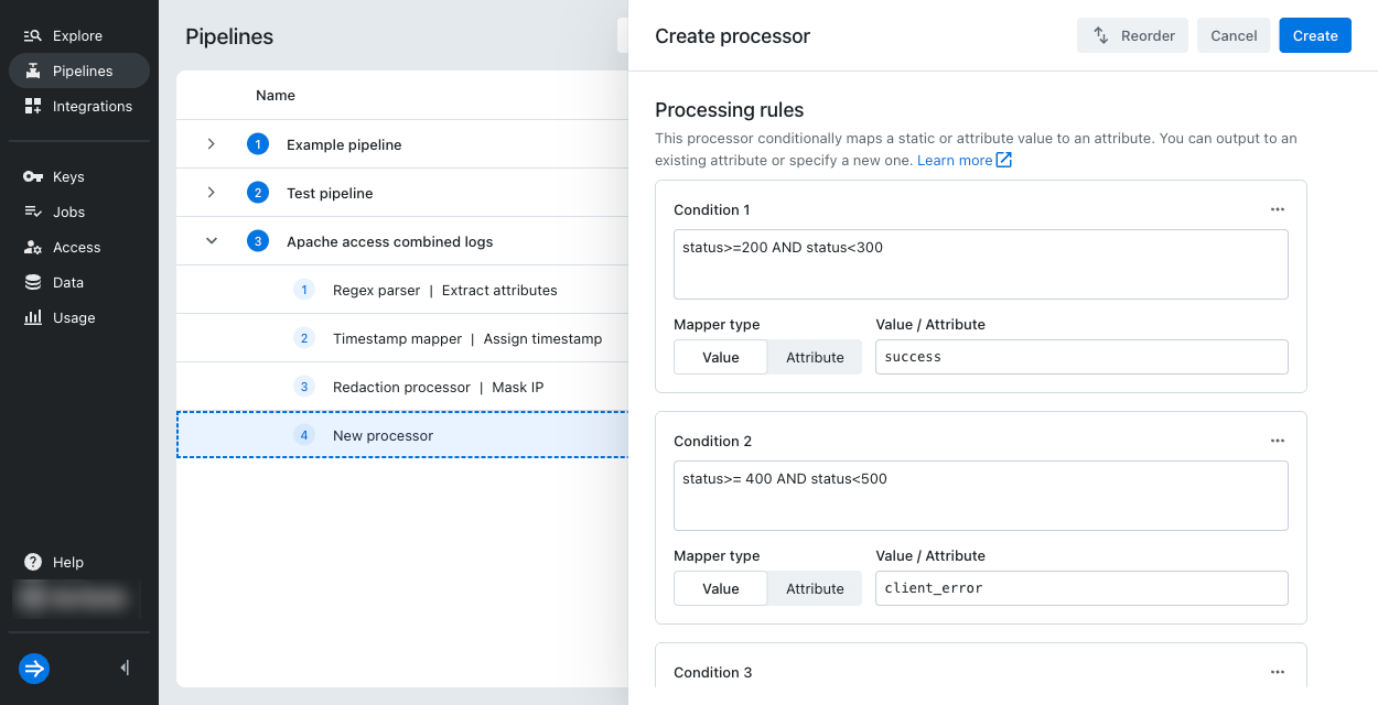 Conditional mapper processing rules