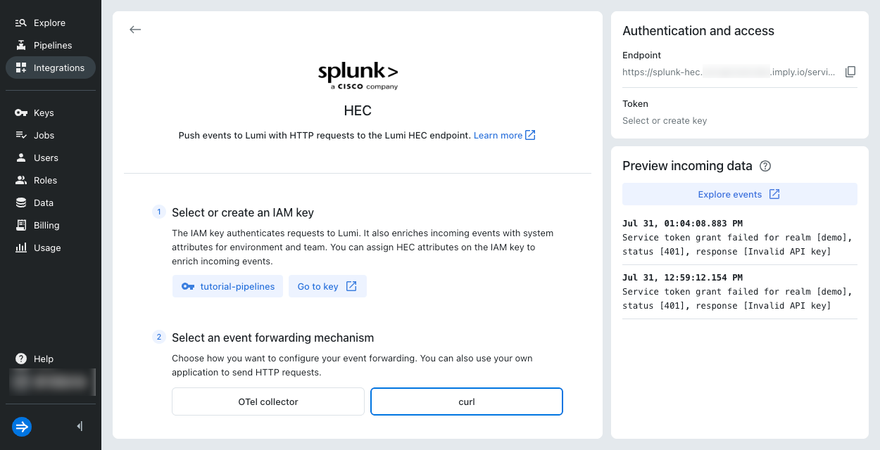 Preview incoming data