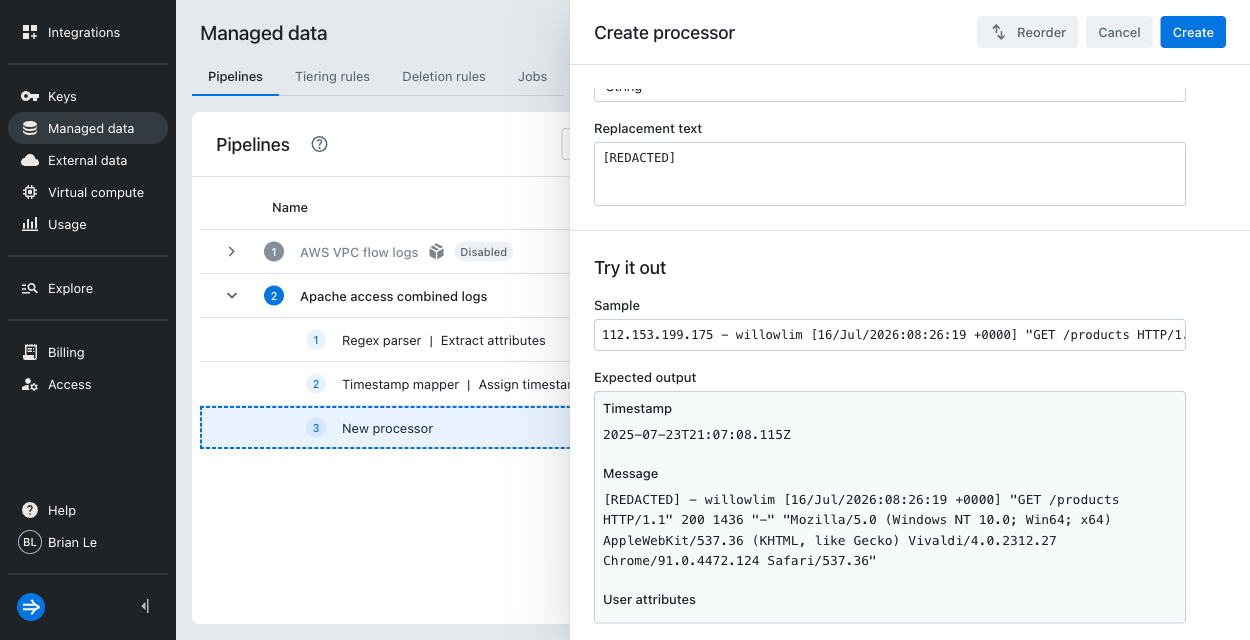 Try redaction processor