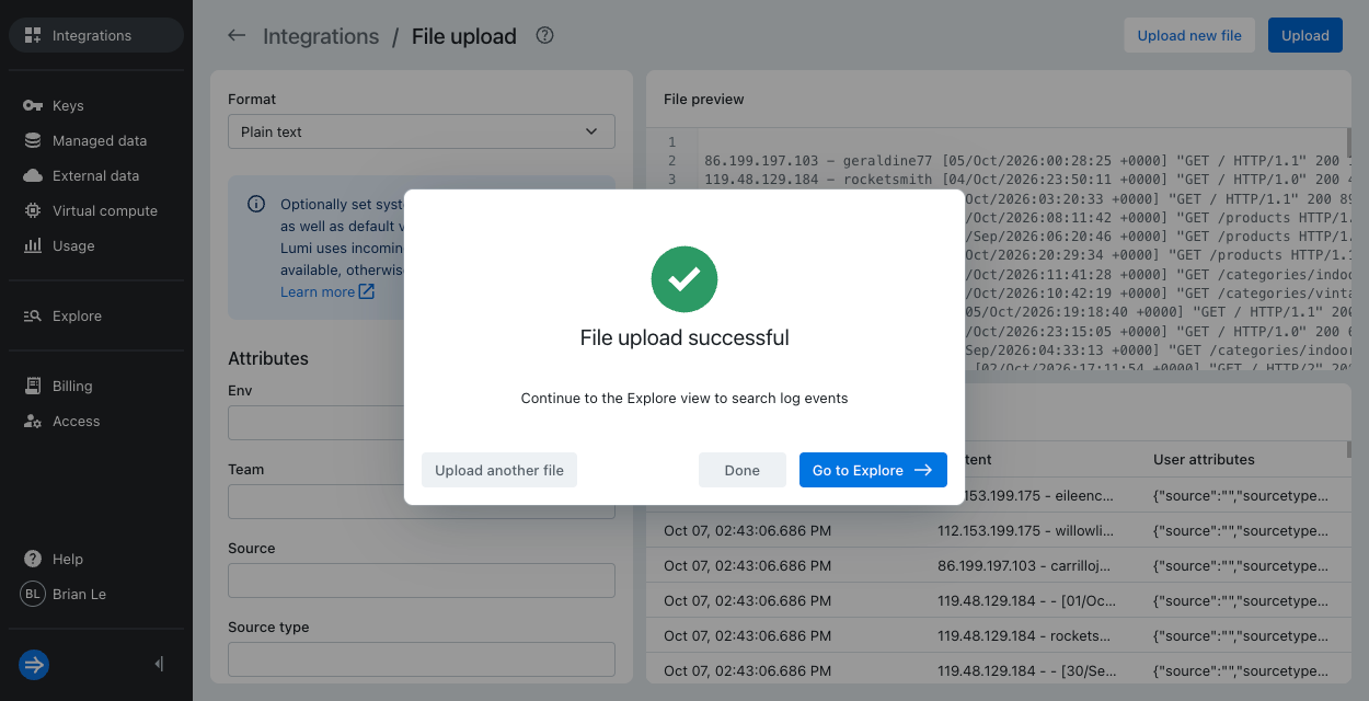 Successful file upload
