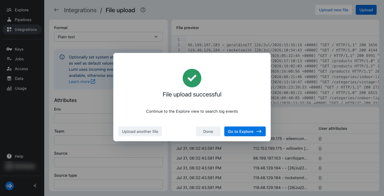 Successful file upload