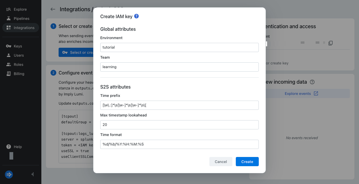 Attributes on an IAM key