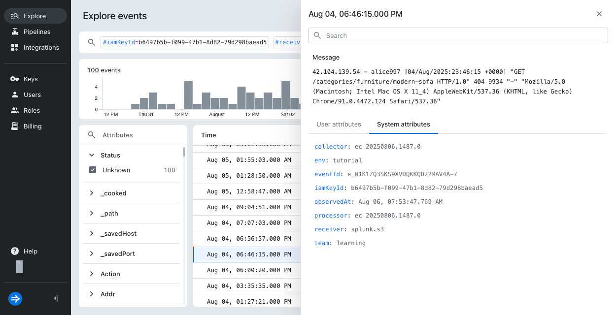 Event details pane