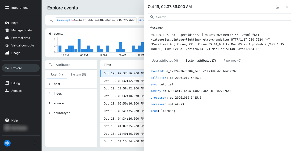Event details pane