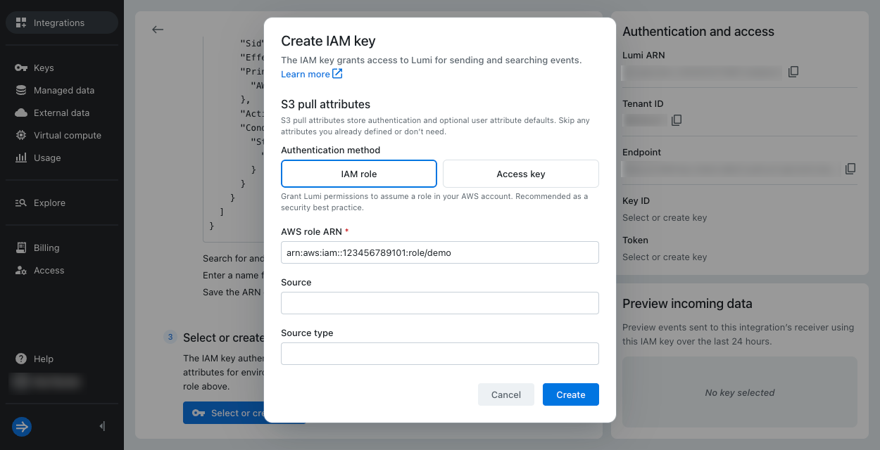 Attributes on an IAM key