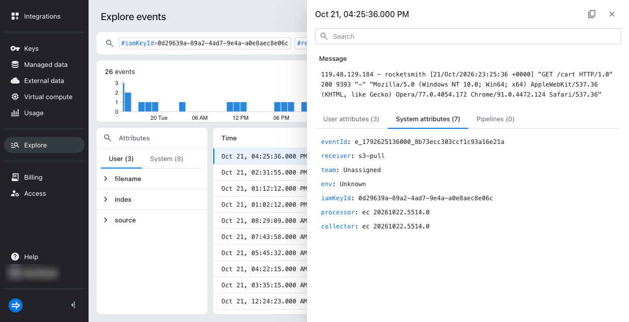Event details pane