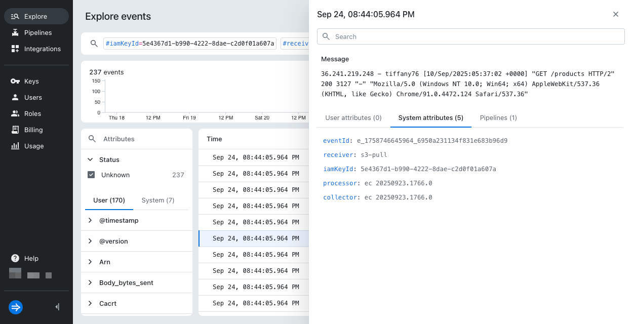 Event details pane