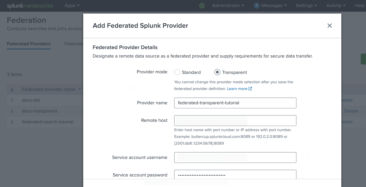 Transparent federated provider configuration