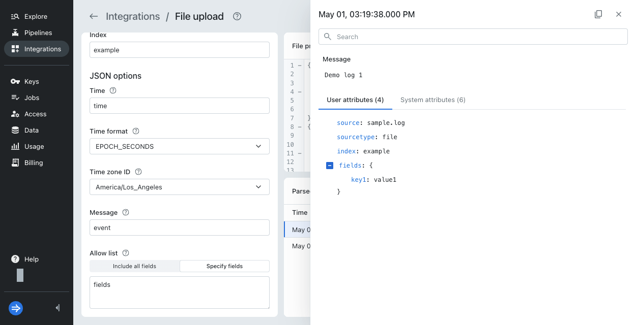 File upload JSON preview