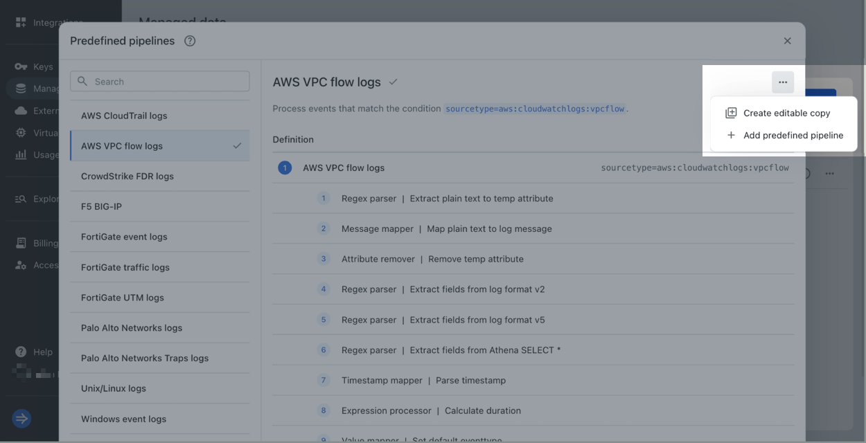 Predefined pipeline add